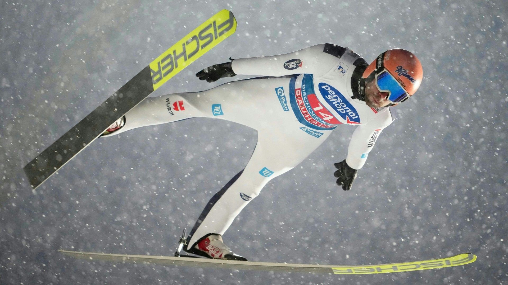 Germany's Pius Paschke soars through the air 