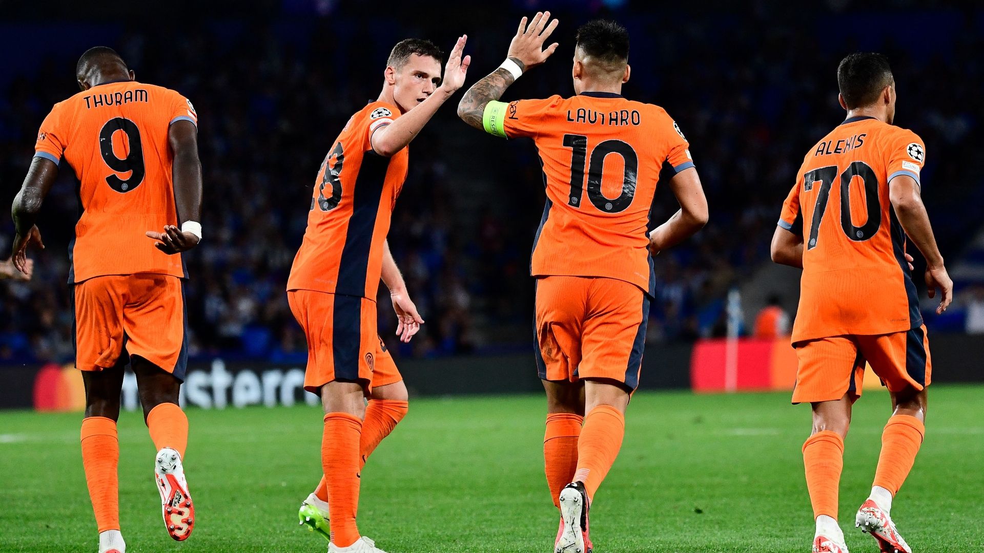 Inter celebrates goal against Real Sociedad