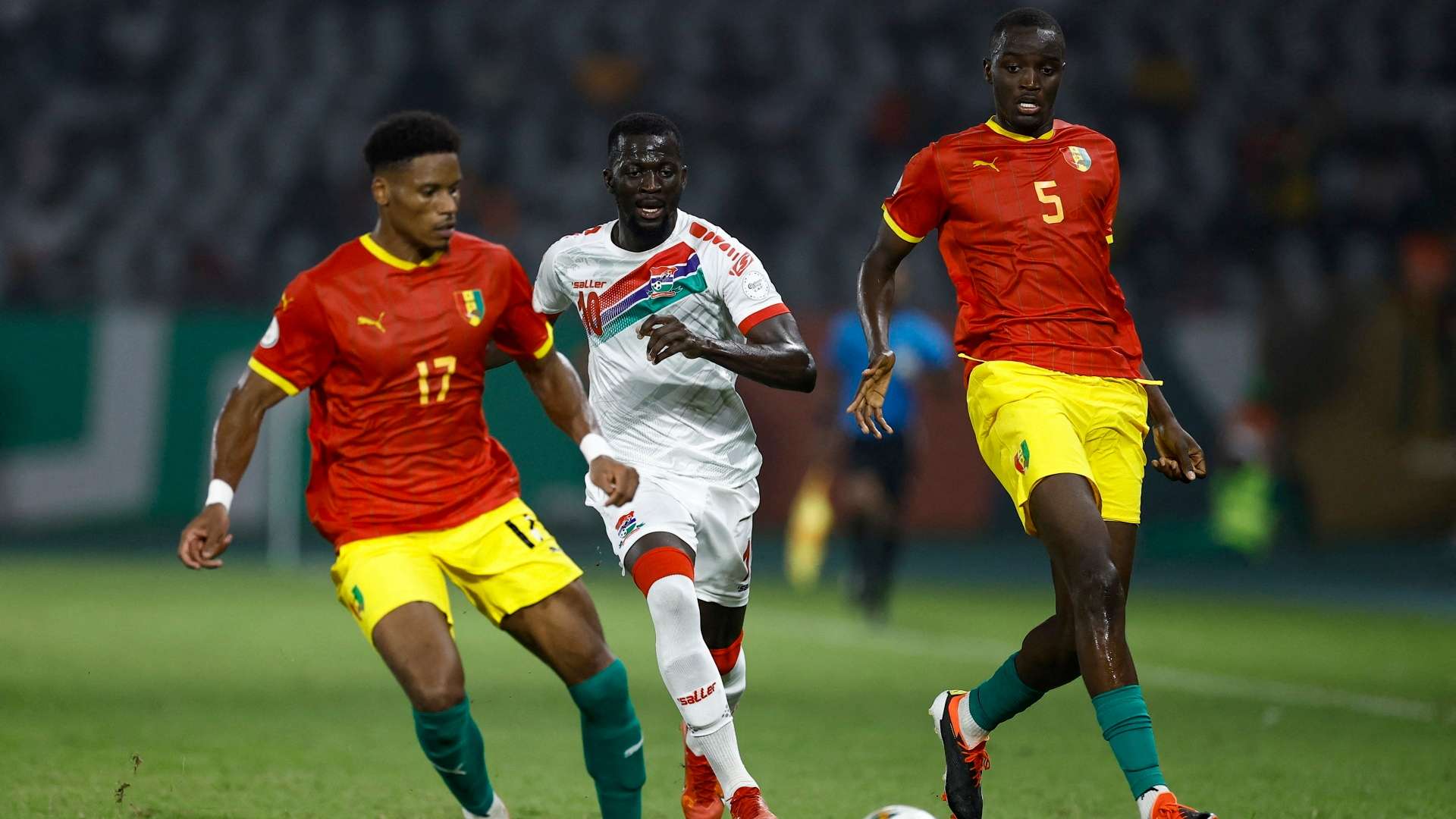 Musa Barrow, Mouctar Diakhaby & Julian Jeanvier, Guinea vs Gambia, January 2024