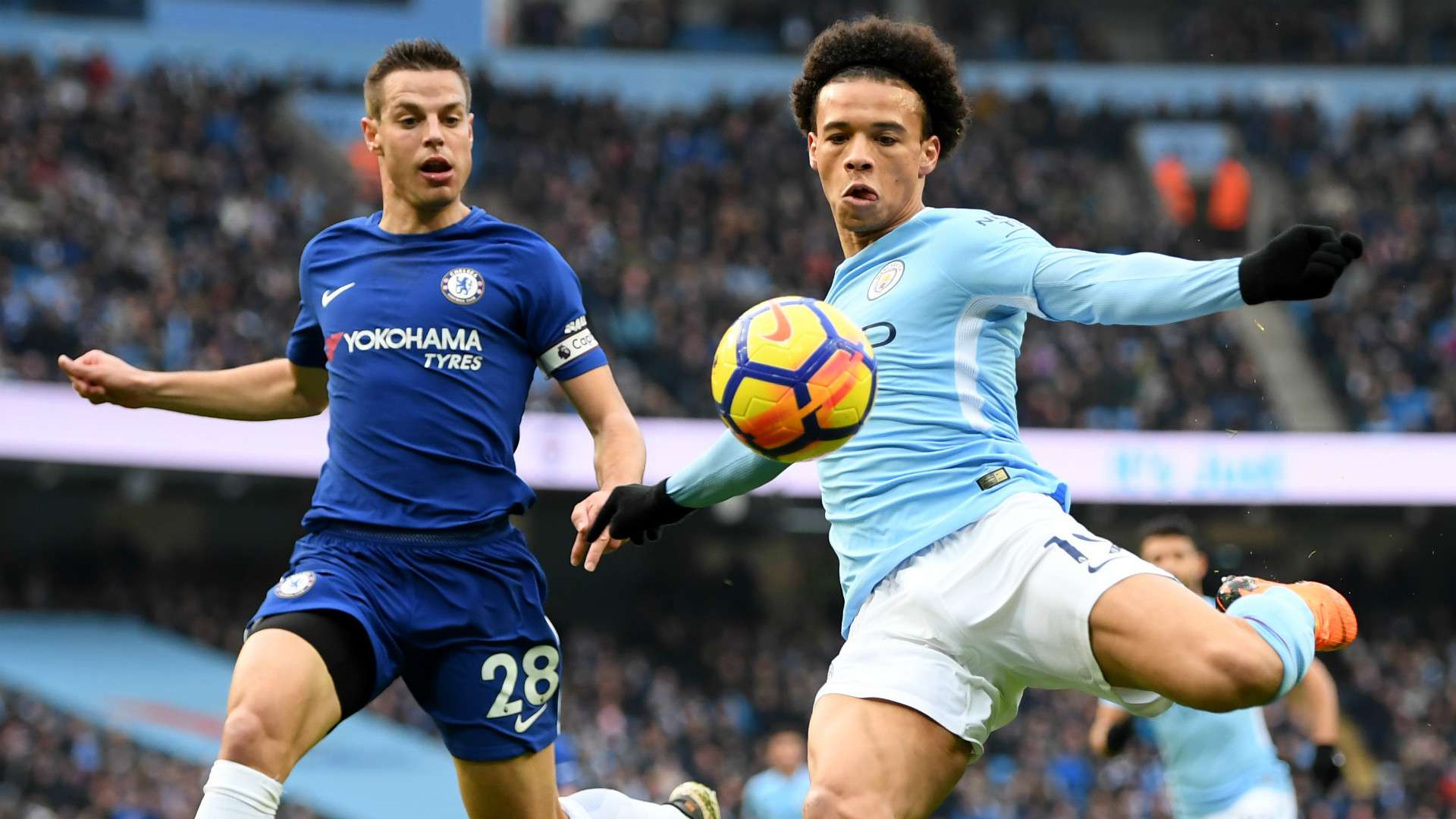 CESAR AZPILICUETA CHELSEA LEROY SANE MANCHESTER CITY PREMIER LEAGUE 04032018