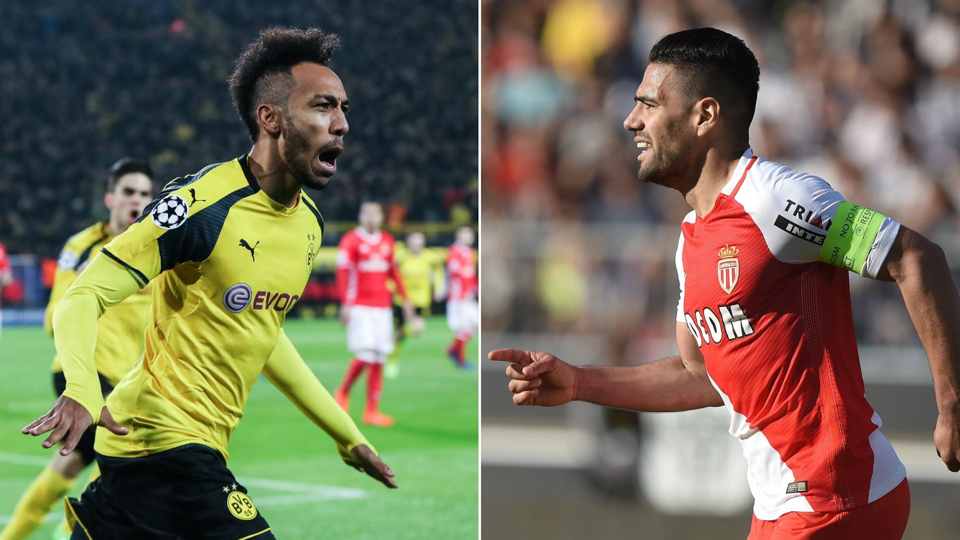 Pierre-Emerick Aubameyang y Radamel Falcao Dortmund Monaco Preview Champions