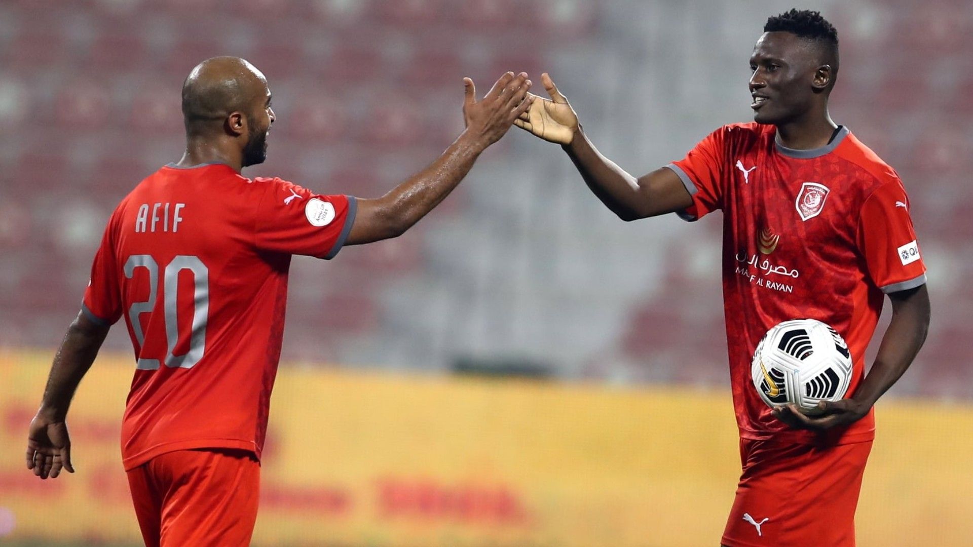 Michael Olunga with match ball for Al Duhail SC.