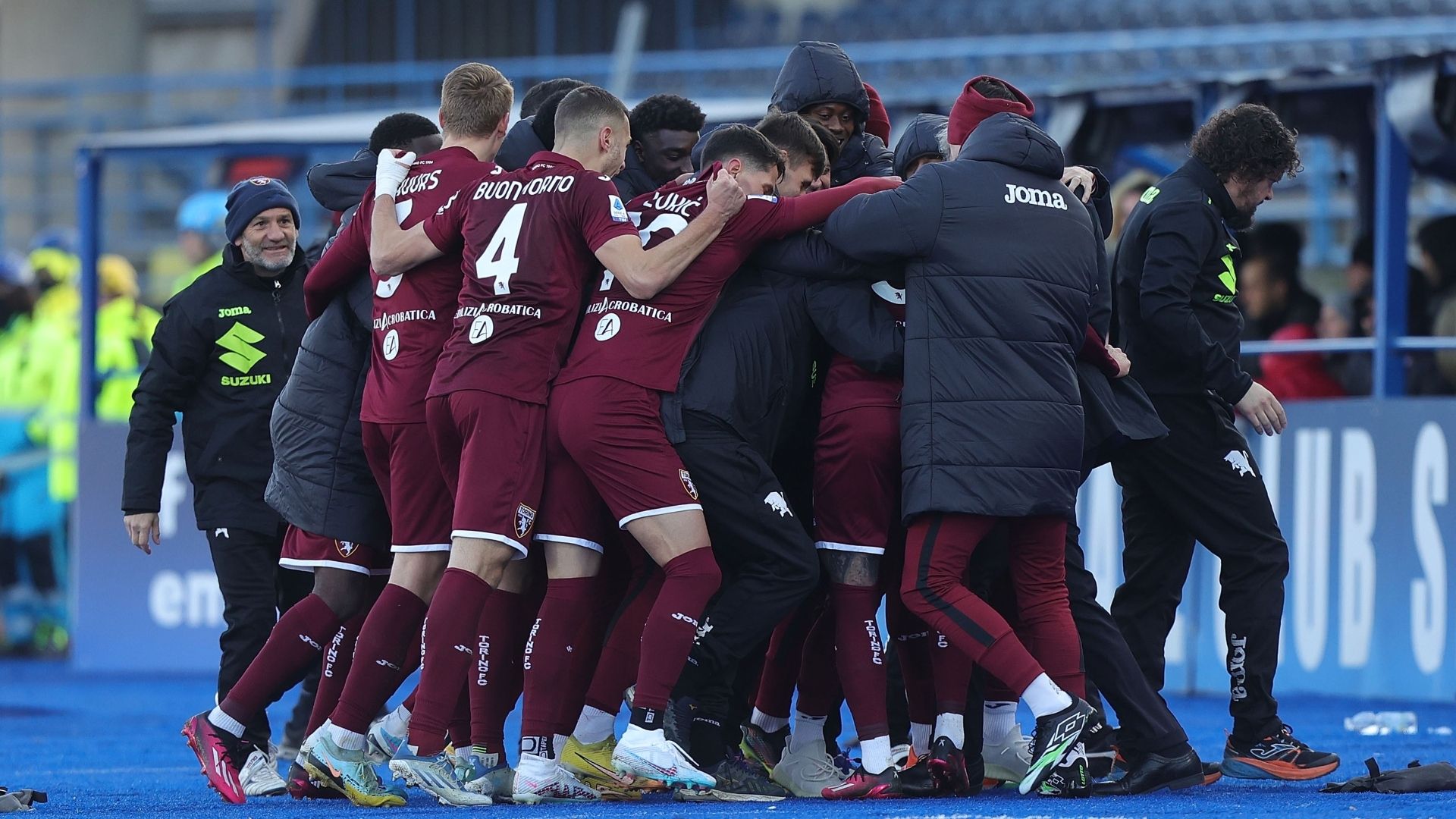 Torino celebrates goal against Empoli