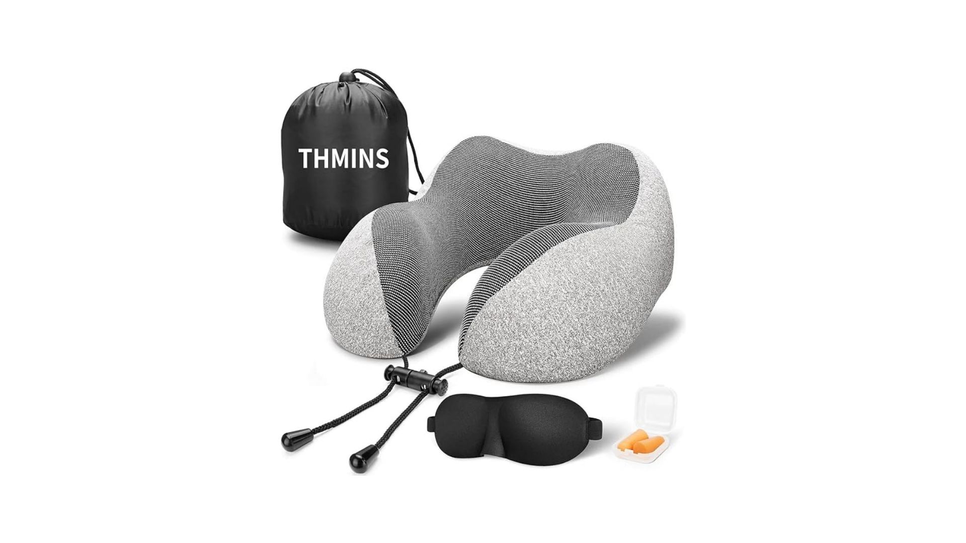 وسادة سفر للنوم بالطائرة، وسادة رقبة لملحقات السفر، مجموعة سفر بالطائرة مع اقنعة عين ثلاثية الابعاد وسدادات اذن وشنطة فاخرة