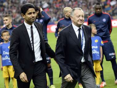 Nasser Al-Khelaifi (président du Paris Saint-Germain) et Jean-Michel Aulas (président de l'Olympique Lyonnais)