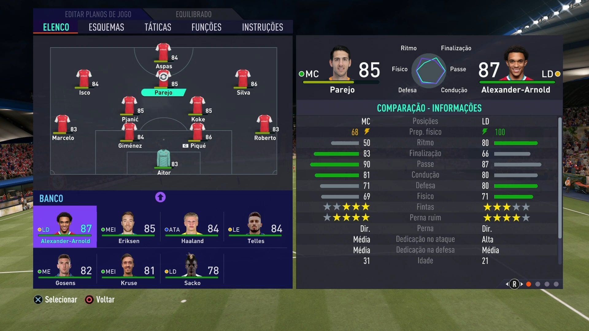 FIFA 21 substituições