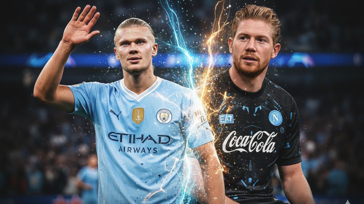 Erling Haaland Man City Kevin De Bruyne Napoli GFX