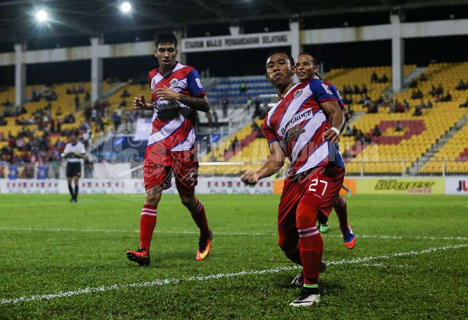 Kuala Lumpur's Hafiz Johar (no. 27) celebrating his goal against Perlis 22/7/2016