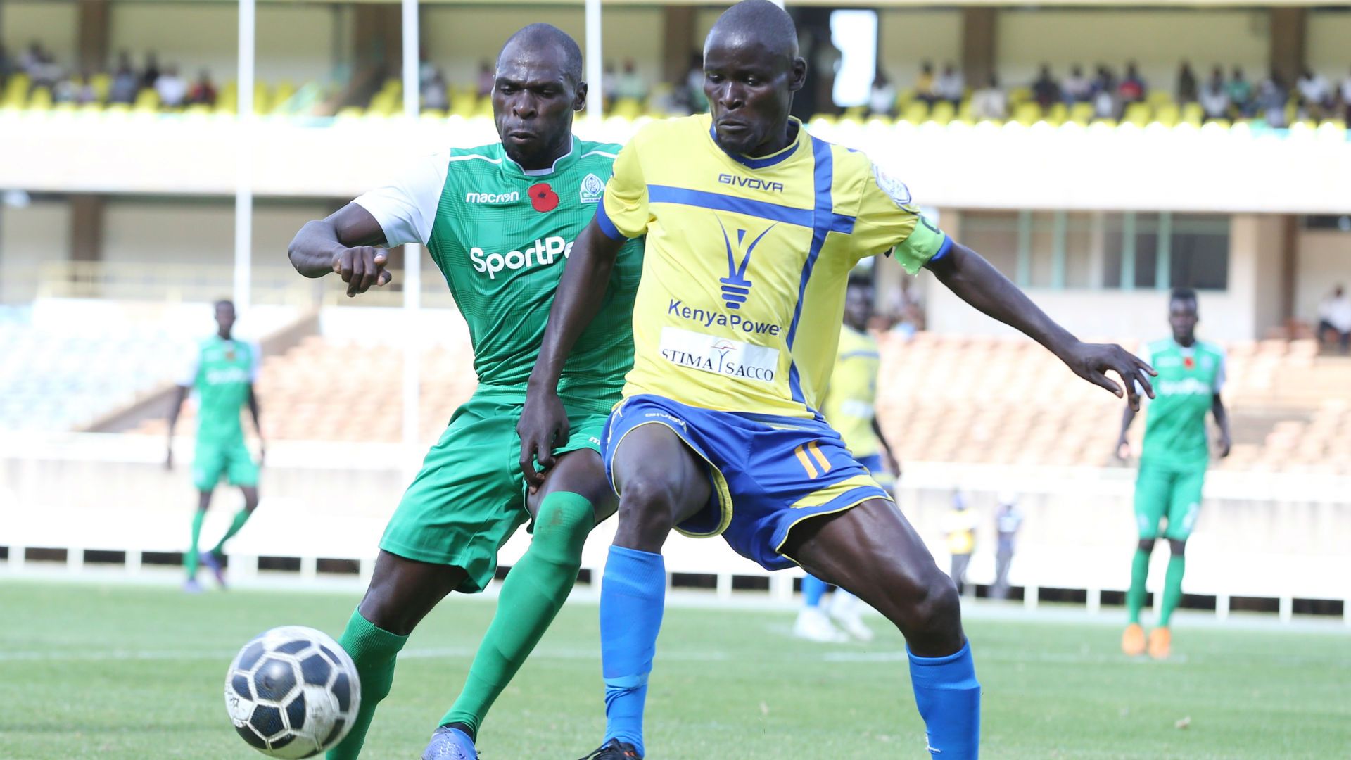 Gor Mahia defender Joash Onyango v Fred Nyarombo of Western Stima.