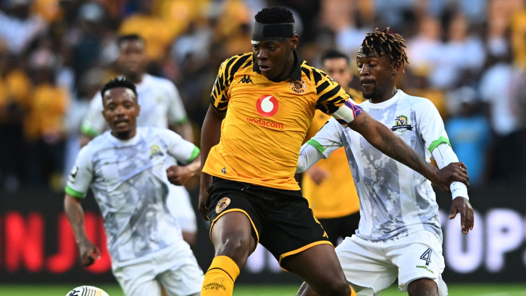 Lebogang Mabotja of Marumo Gallants and Zitha Kwinika of Kaizer Chiefs