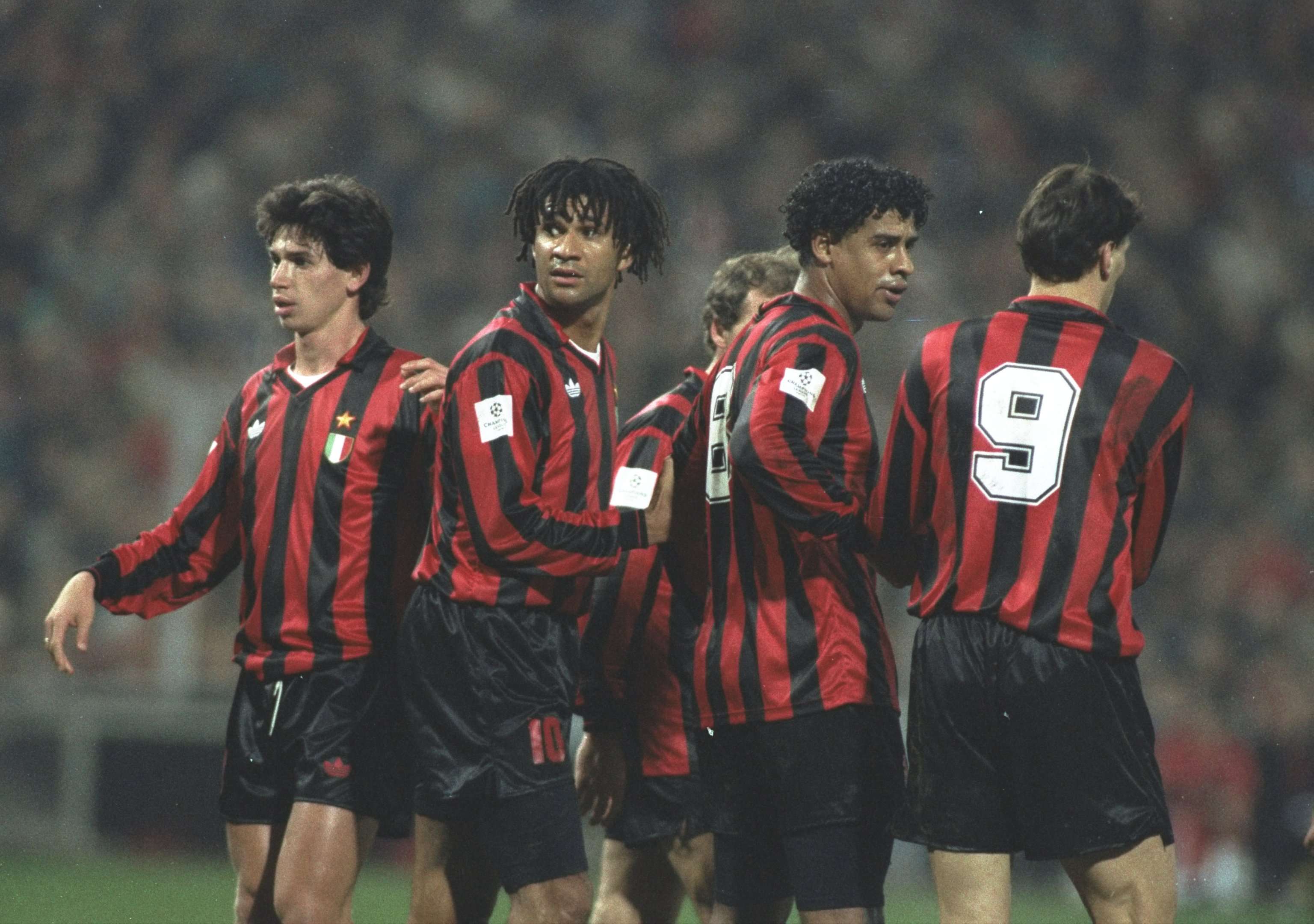 Demetrio Albertini, Ruud Gullit, Frank Rijkaard and Marco Van Basten Milan PSV 1992