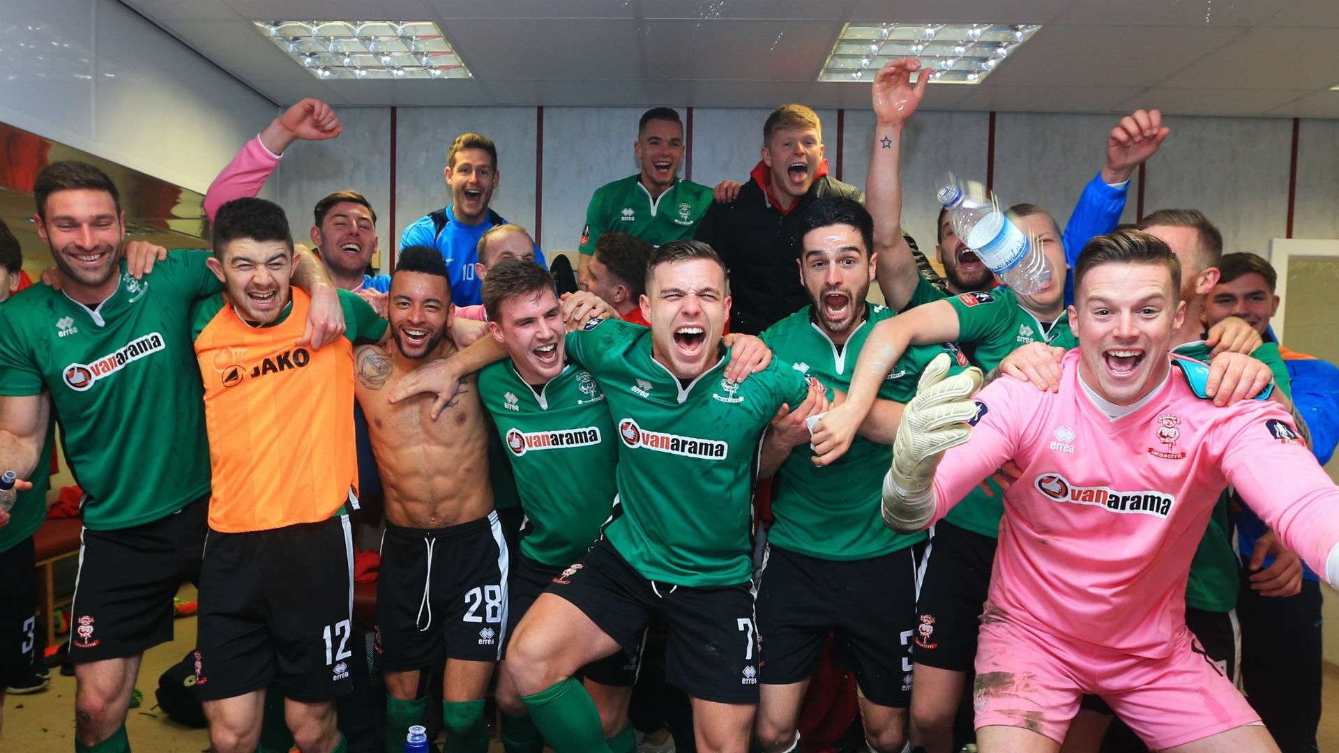 Lincoln celebrate beating Burnley