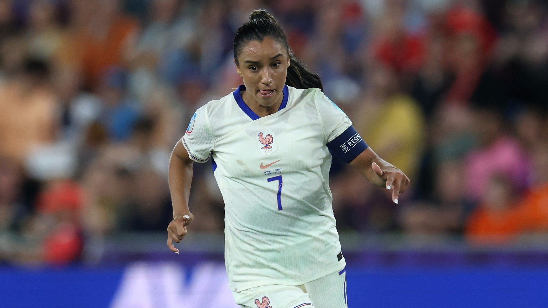Sakina Karchaoui of France runs with the ball 