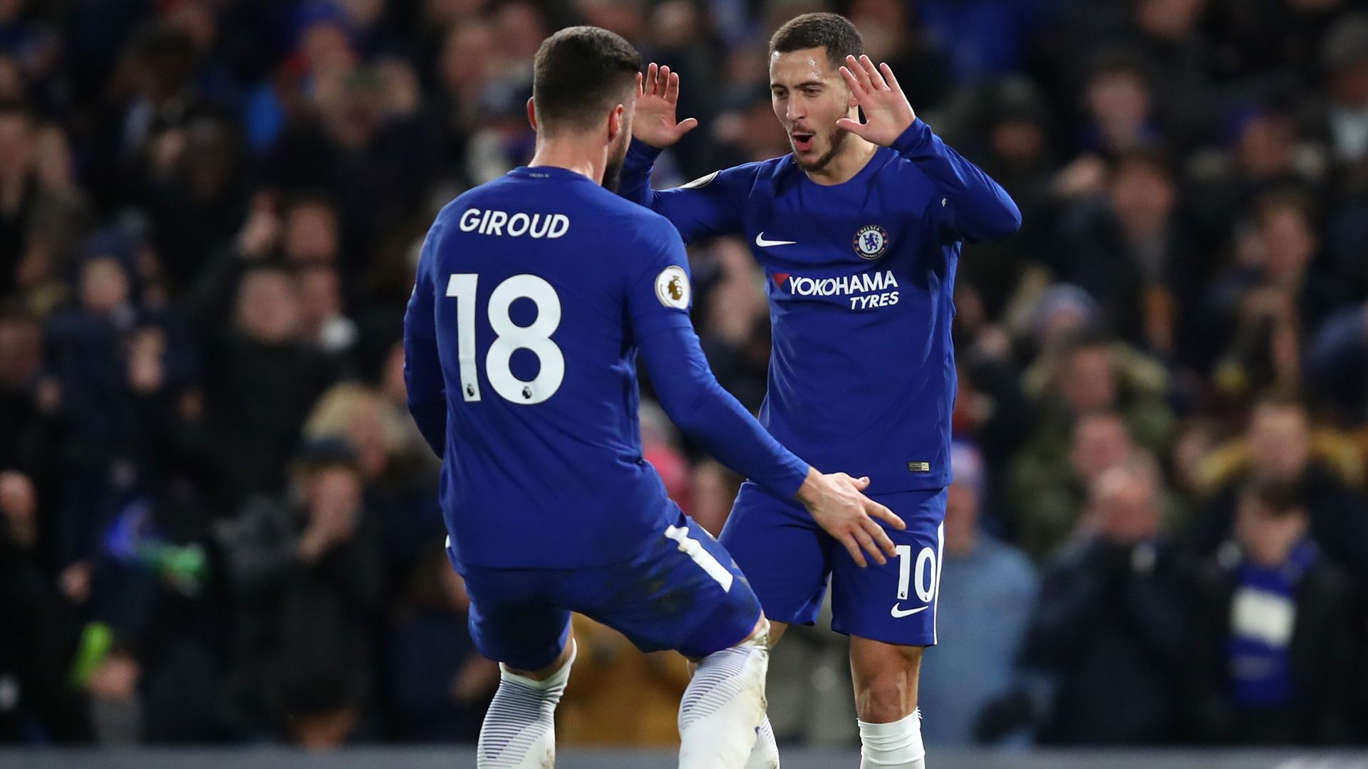 Olivier Giroud Eden Hazard FC Chelsea Premier League 0218