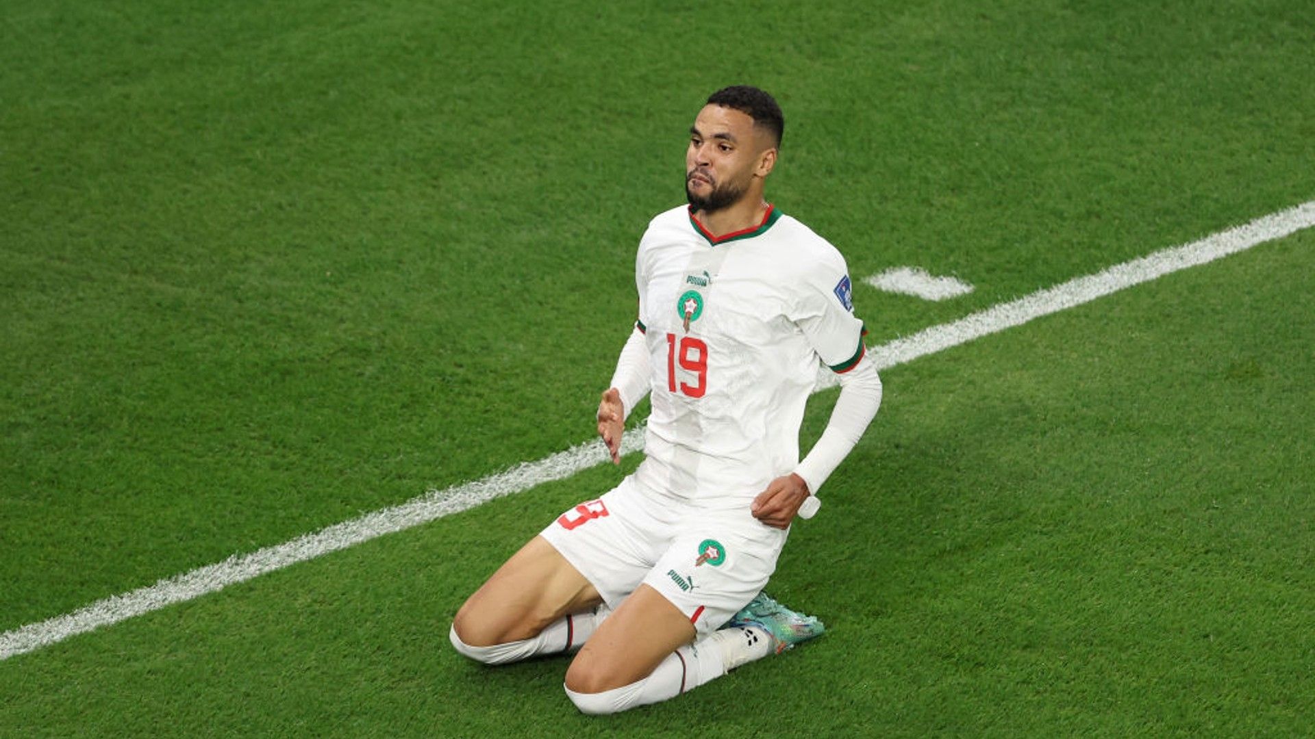 Youssef En-Nesyri of Morocco after scoring against Canada.
