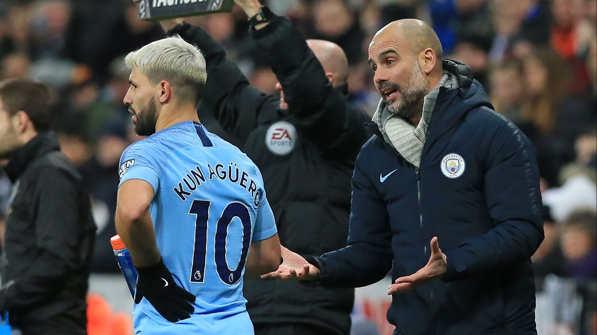 Pep Guardiola Sergio Aguero Manchester City