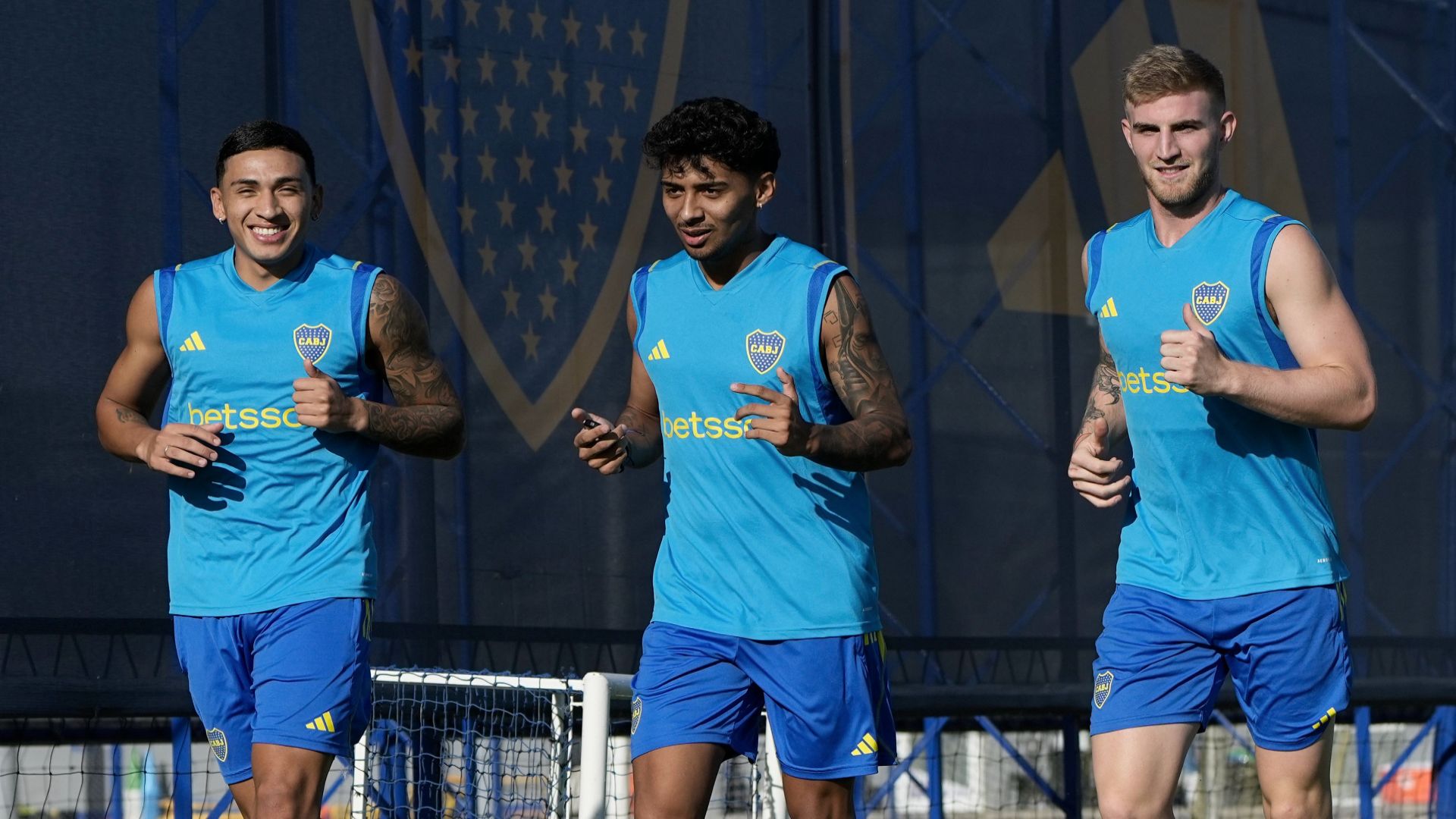 Equi Fernandez Cristian Medina Nicolas Valentini Boca entrenamiento 2024