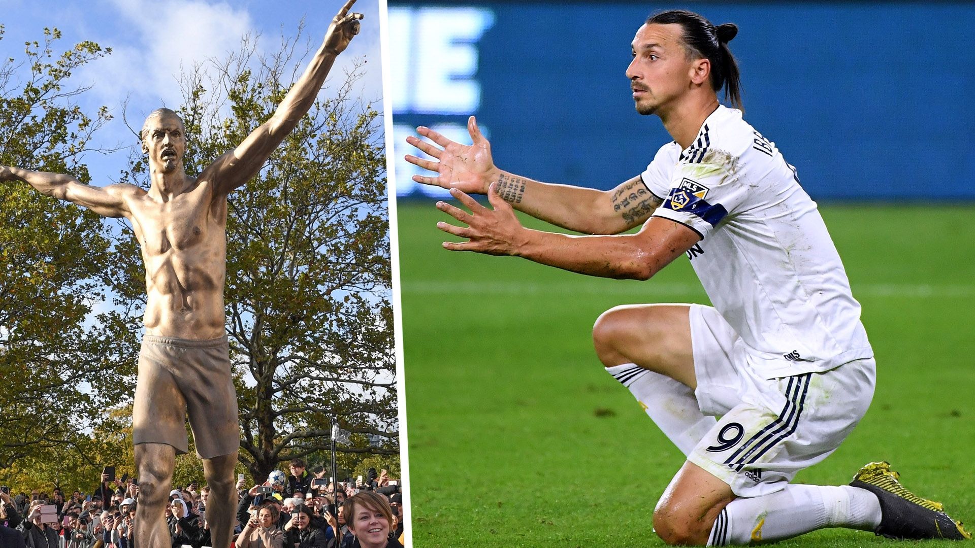 Zlatan Ibrahimovic statue split