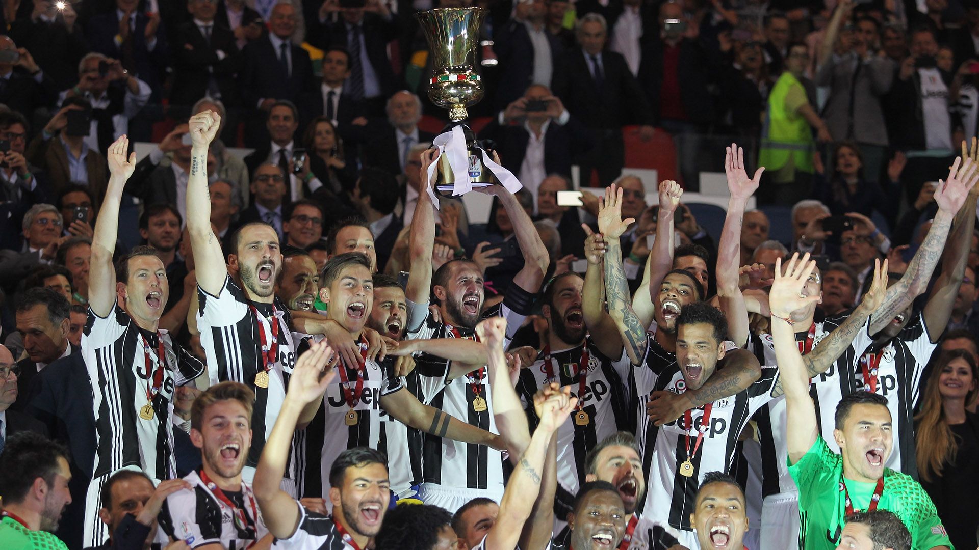 Juventus celebrating Coppa Italia