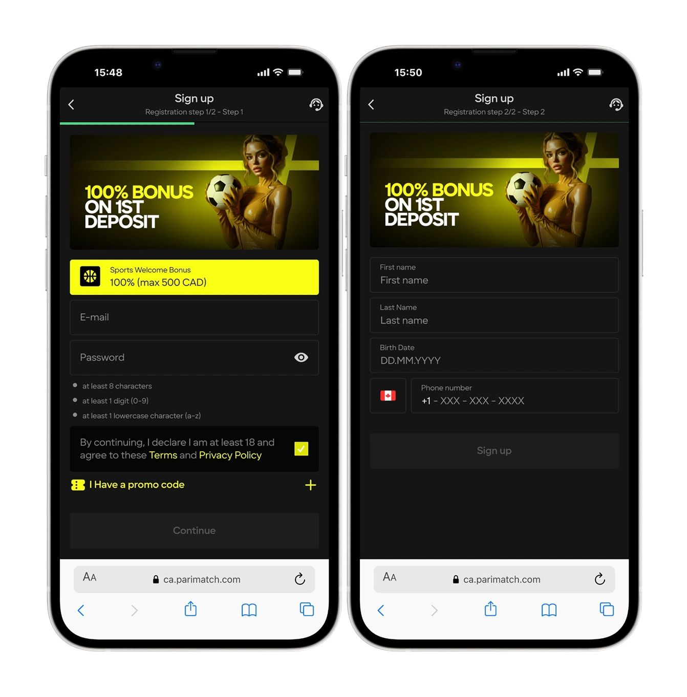 parimatch sign up form roc