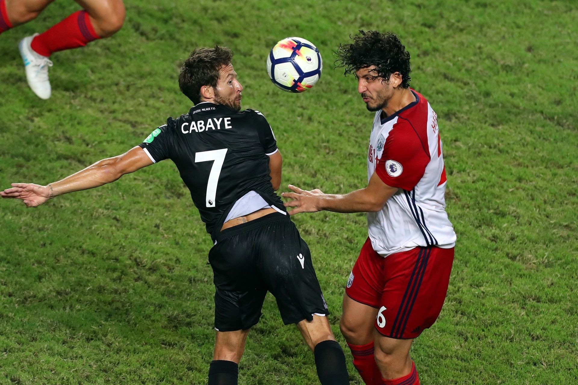 Yohan Cabaye of Crystal Palace, Ahmed Hegazy of West Bromwich Albion