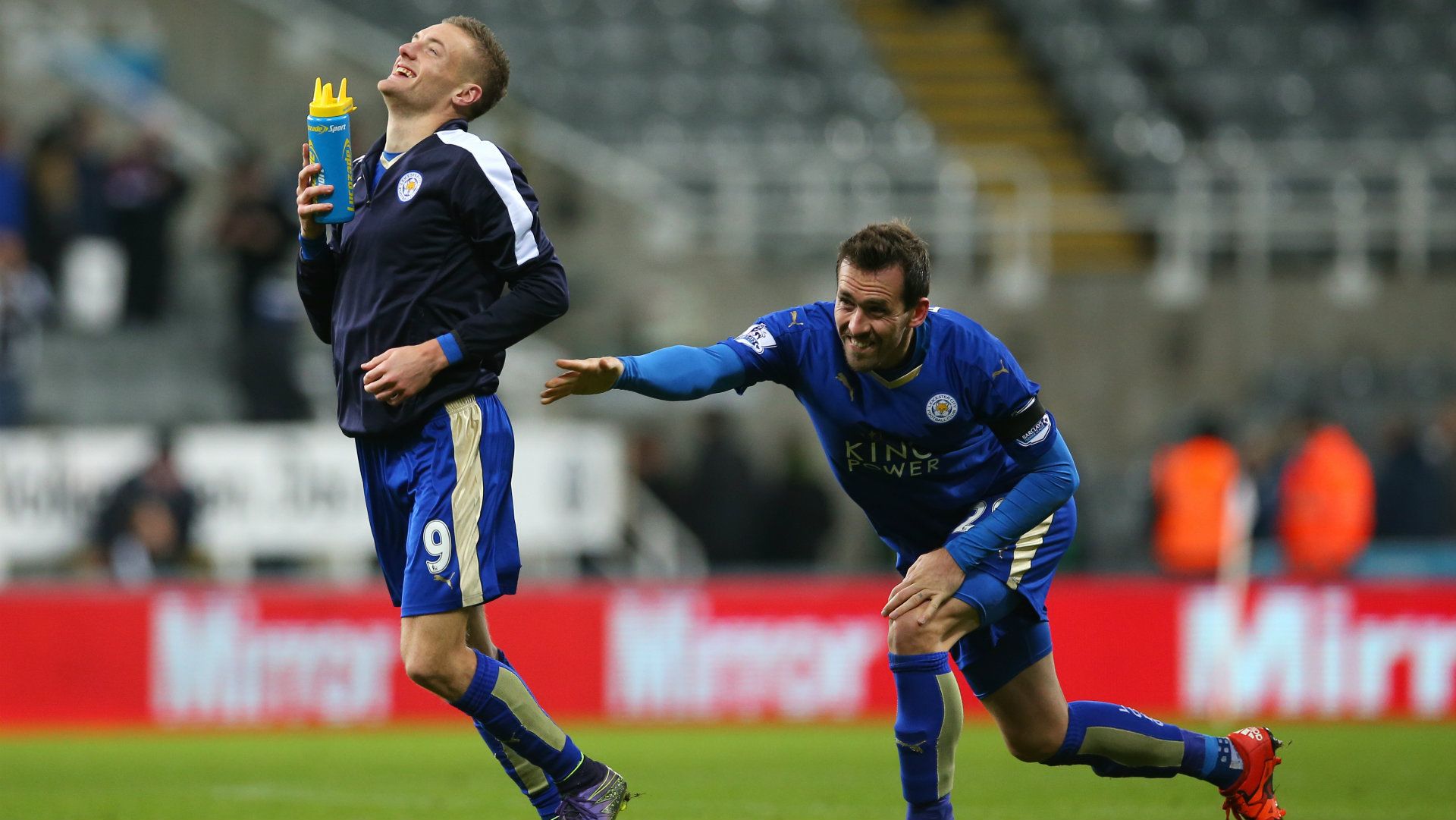 Christian Fuchs, Jamie Vardy, Leicester 2015