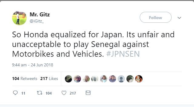 Japan Senegal reaction