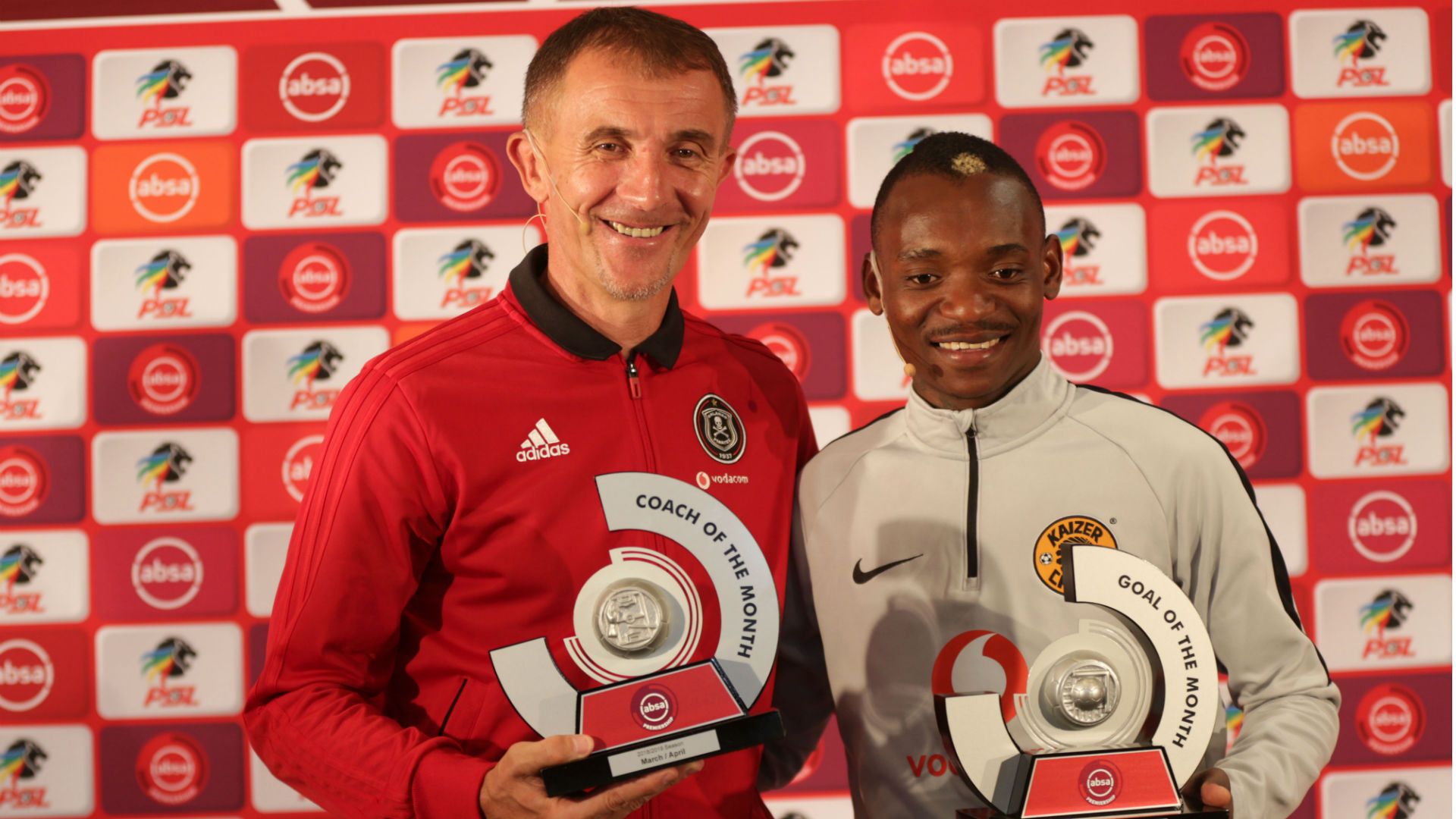 Orlando Pirates Milutin Sredojevic and Kaizer Chiefs Khama Billiat, May 2019