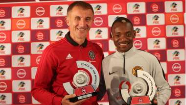 Orlando Pirates Milutin Sredojevic and Kaizer Chiefs Khama Billiat, May 2019