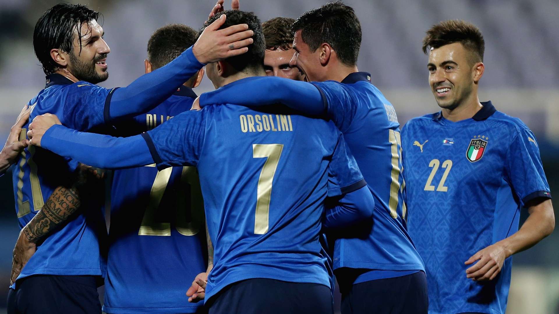 Italy celebrates goal against Estonia