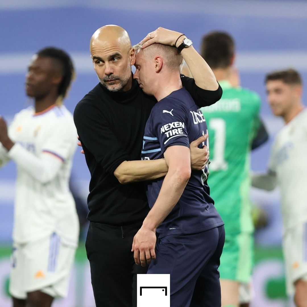 Pep Guardiola Oleksandr Zinchenko Manchester City Real Madrid Champions League 2021-22 GFX