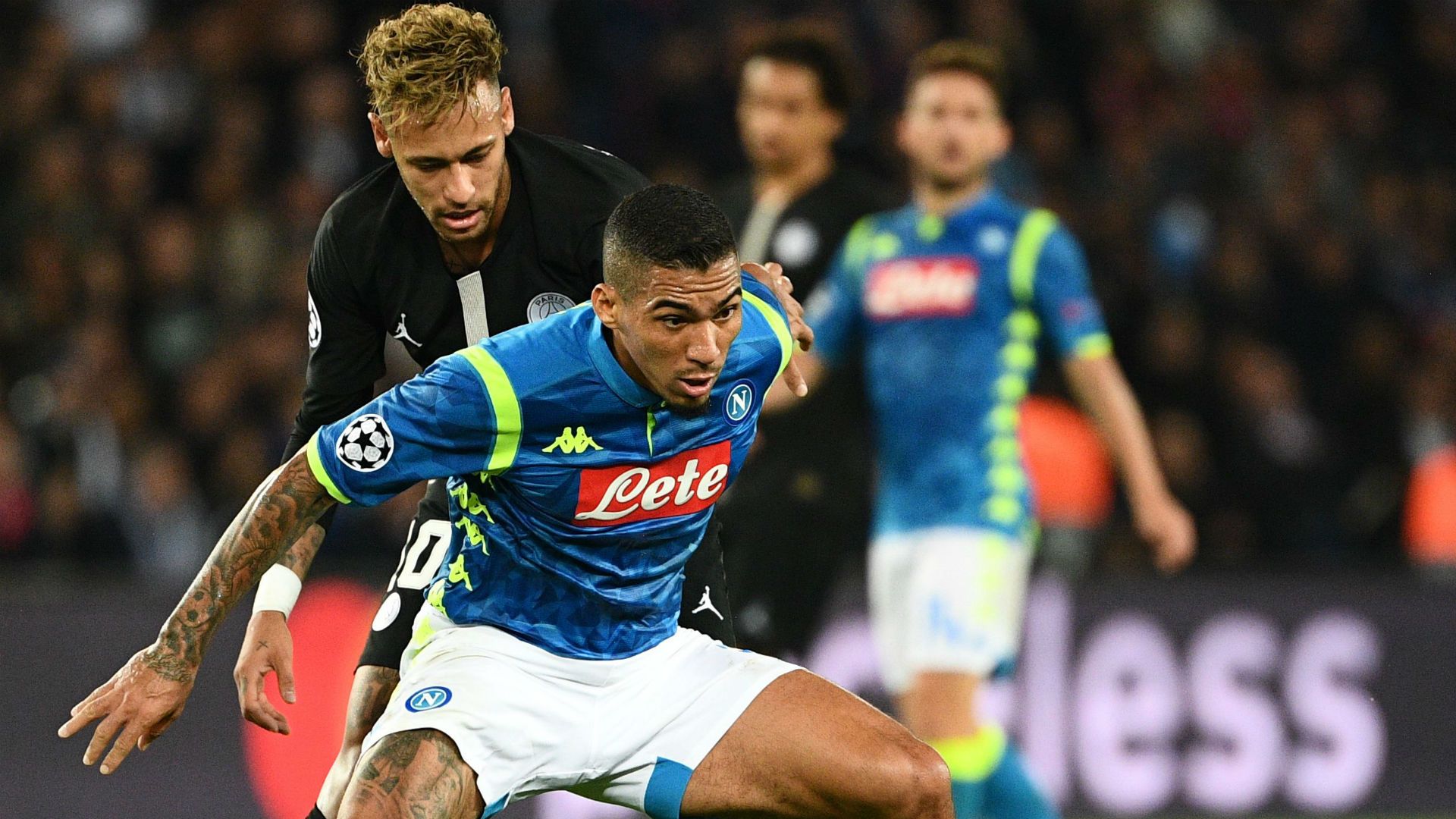Neymar Allan PSG Napoli UEFA Champions League 24102018