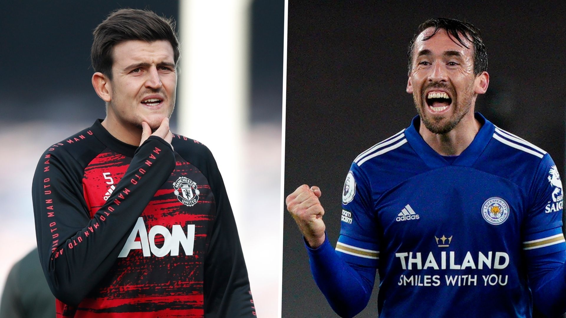 Harry Maguire Christian Fuchs Man Utd Leicester 2020-21 GFX