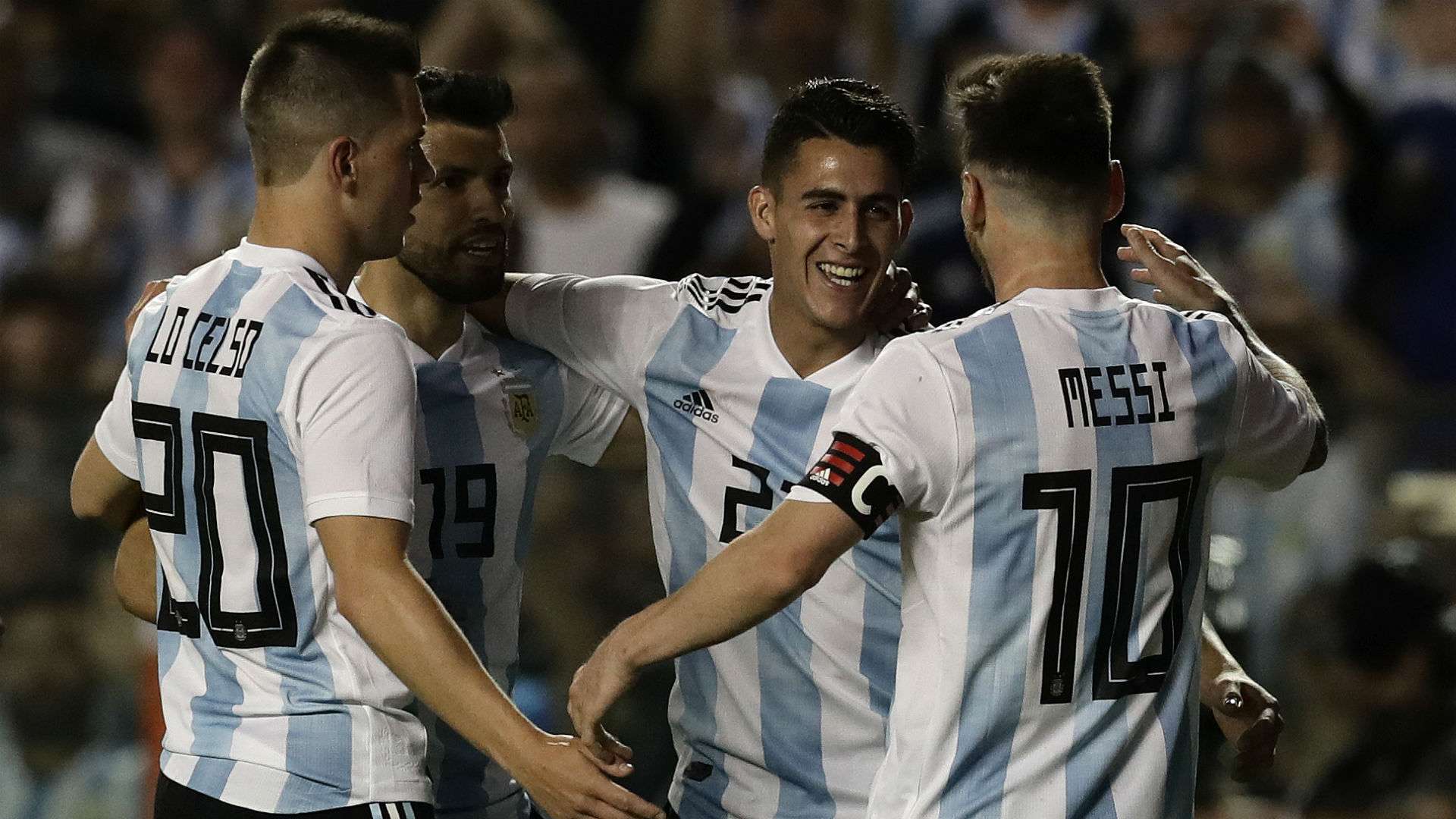 Giovani Lo Celso Cristian Pavon Lionel Messi Sergio Aguero Argentina Haiti 2018