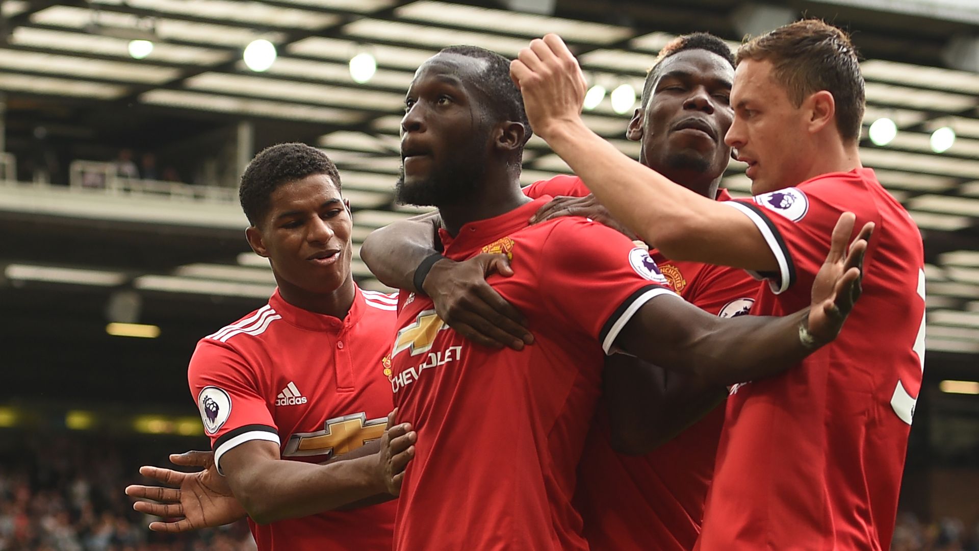 Manchester United Romelu Lukaku celebrating Premier League 13082017