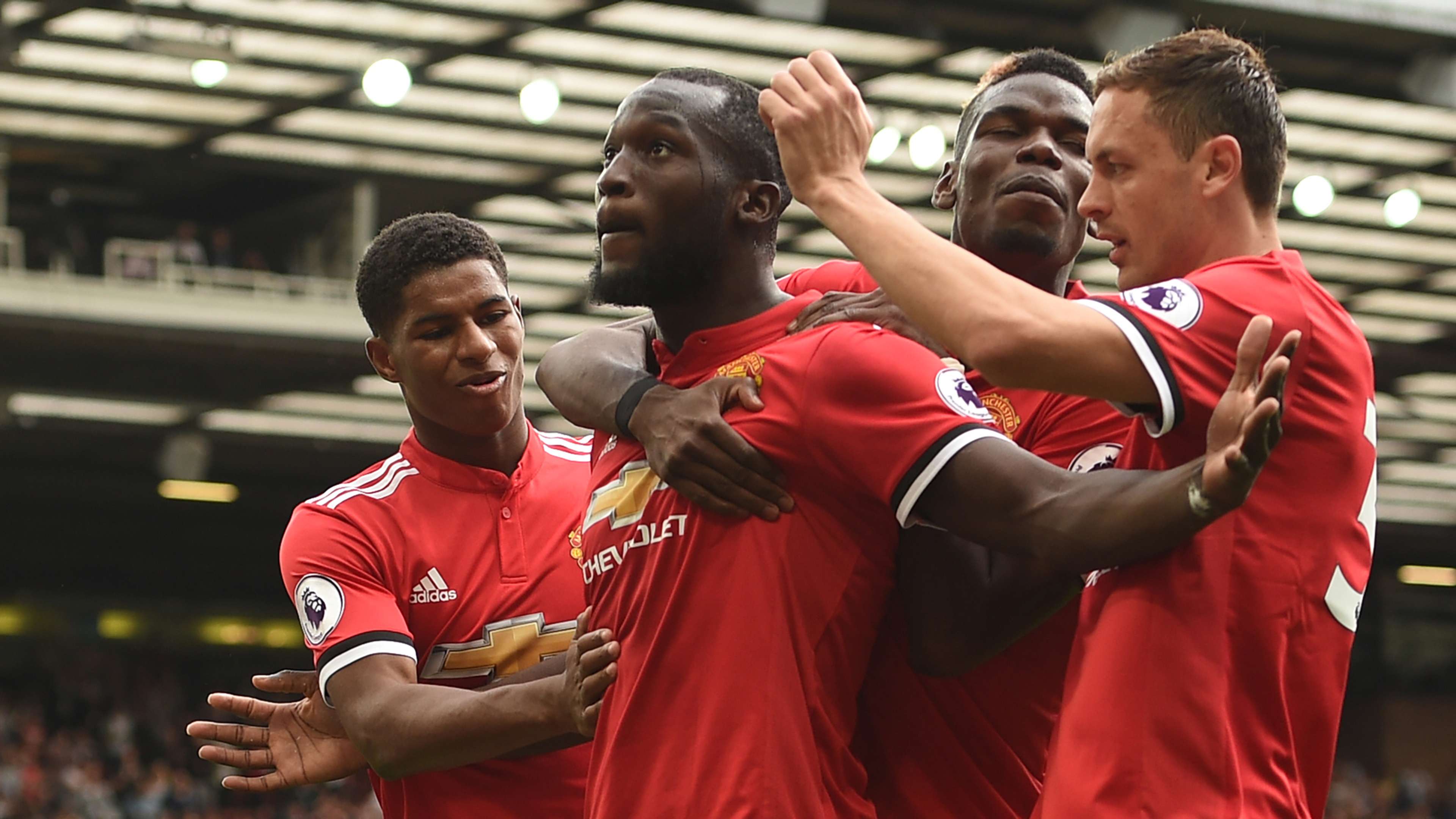 Manchester United Romelu Lukaku celebrating Premier League 13082017