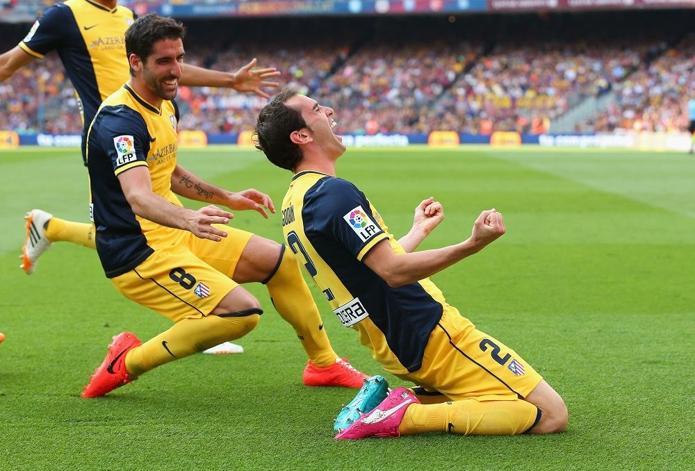 Diego Godin Raul Garcia Barcelona Atletico Madrid La Liga 05172014
