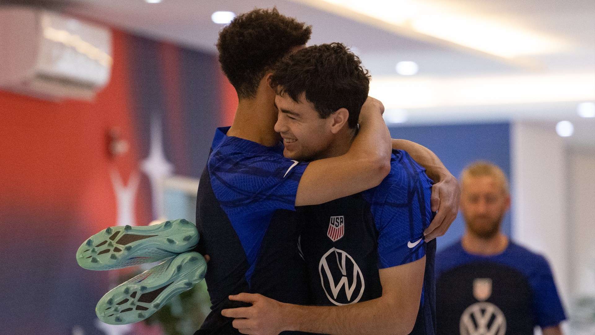 Antonee Robinson Gio Reyna embrace USMNT 2023