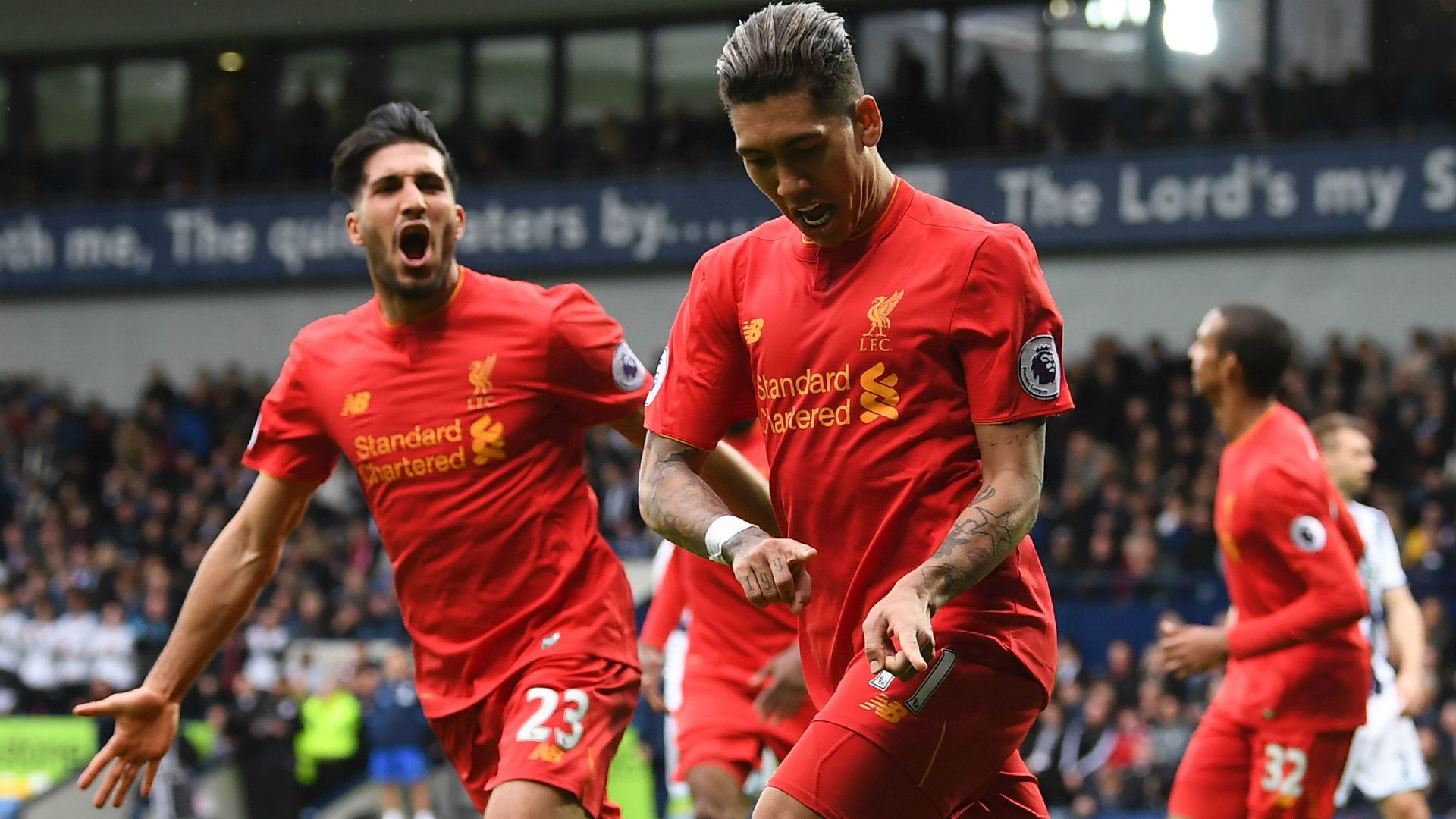 HD Roberto Firmino Emre Can Liverpool celebrates