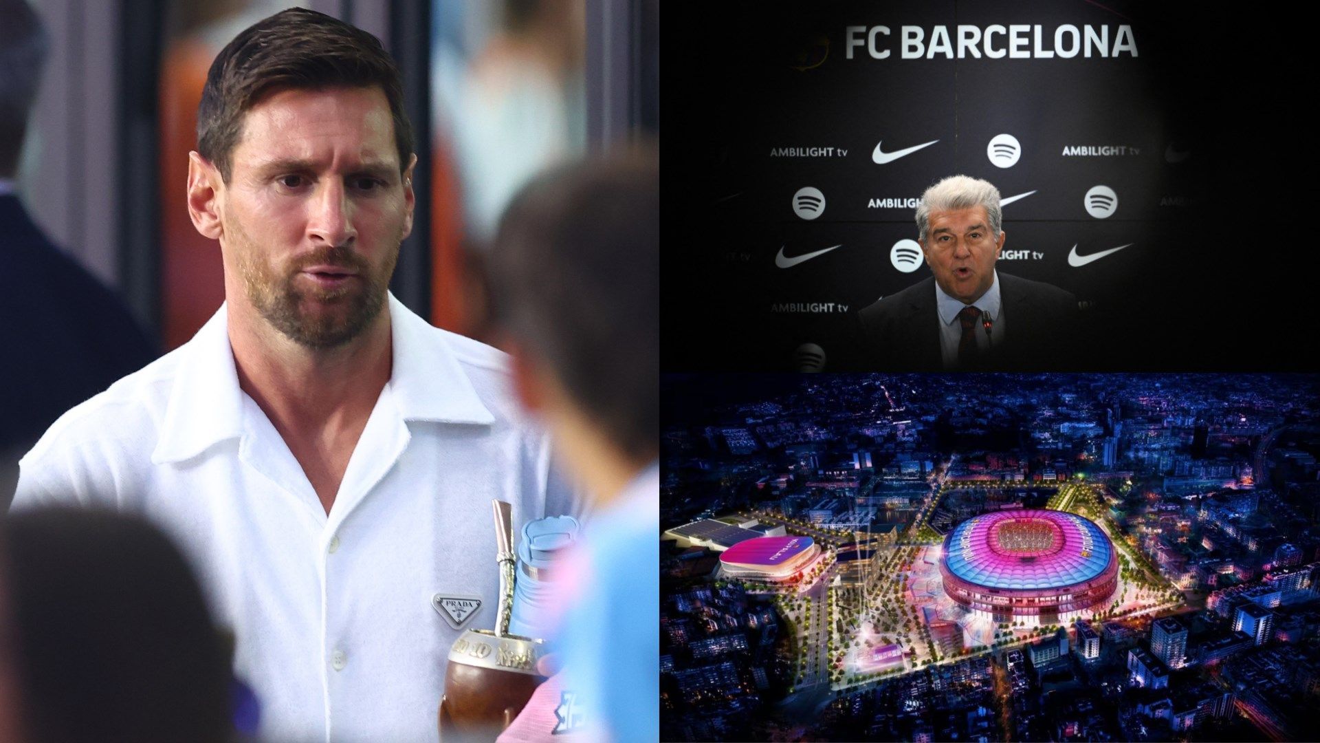 Lionel Messi Joan Laporta Barcelona Spotify Camp Nou