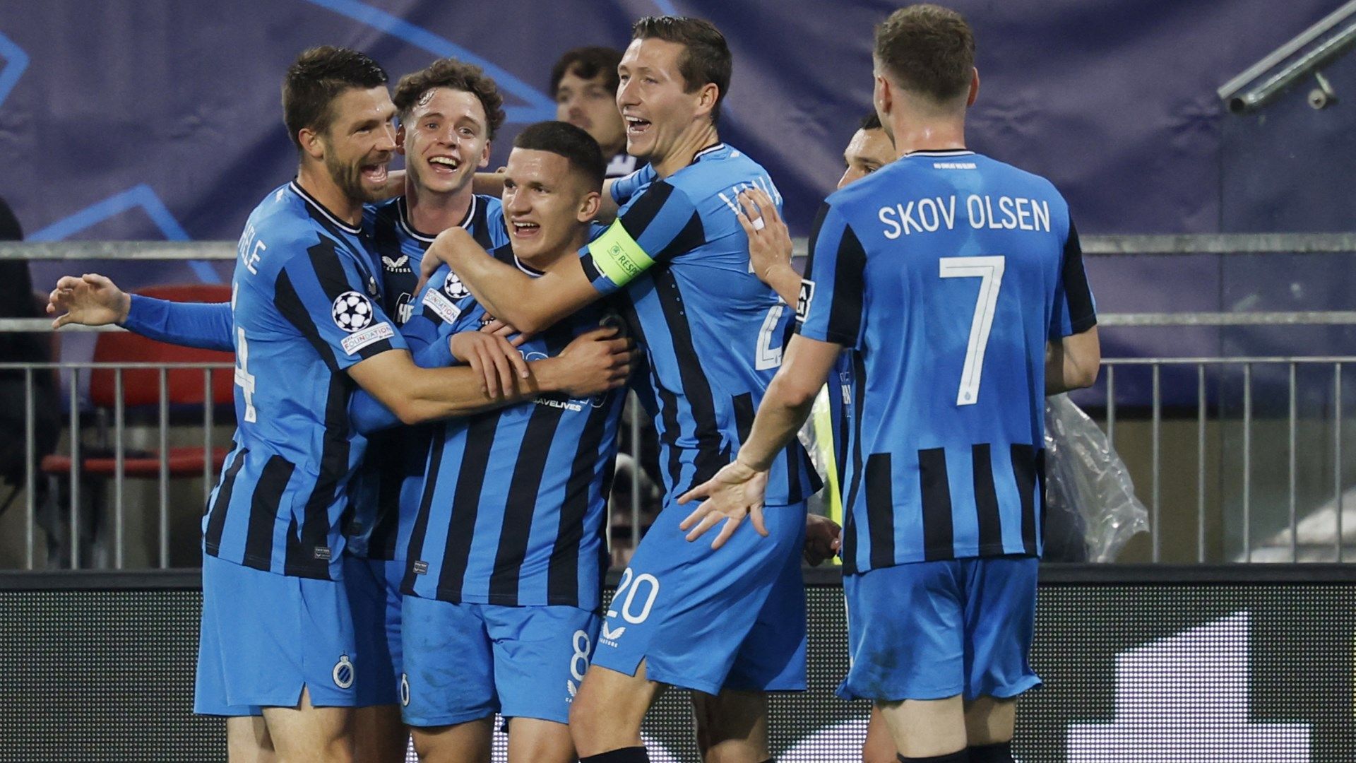 Club Brugge celebrate Sturm Graz 2024-25 Champions League 