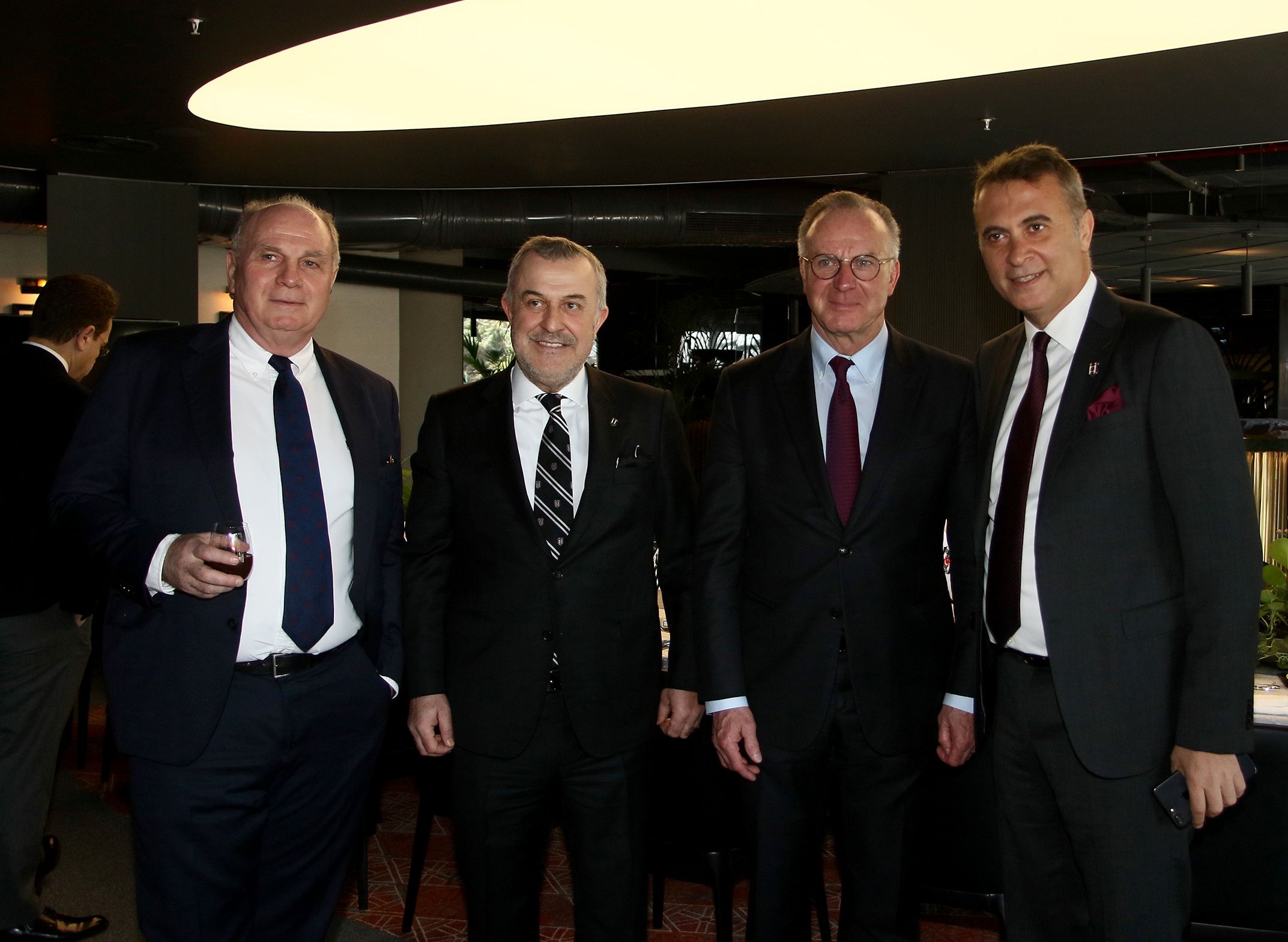 Uli Hoeness Ahmet Urkmezgil Karl-Heinz Rummenigge Fikret Orman Besiktas Bayern Munchen 03/14/18