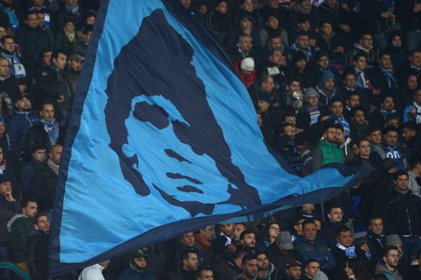 Diego Maradona flag in Napoli