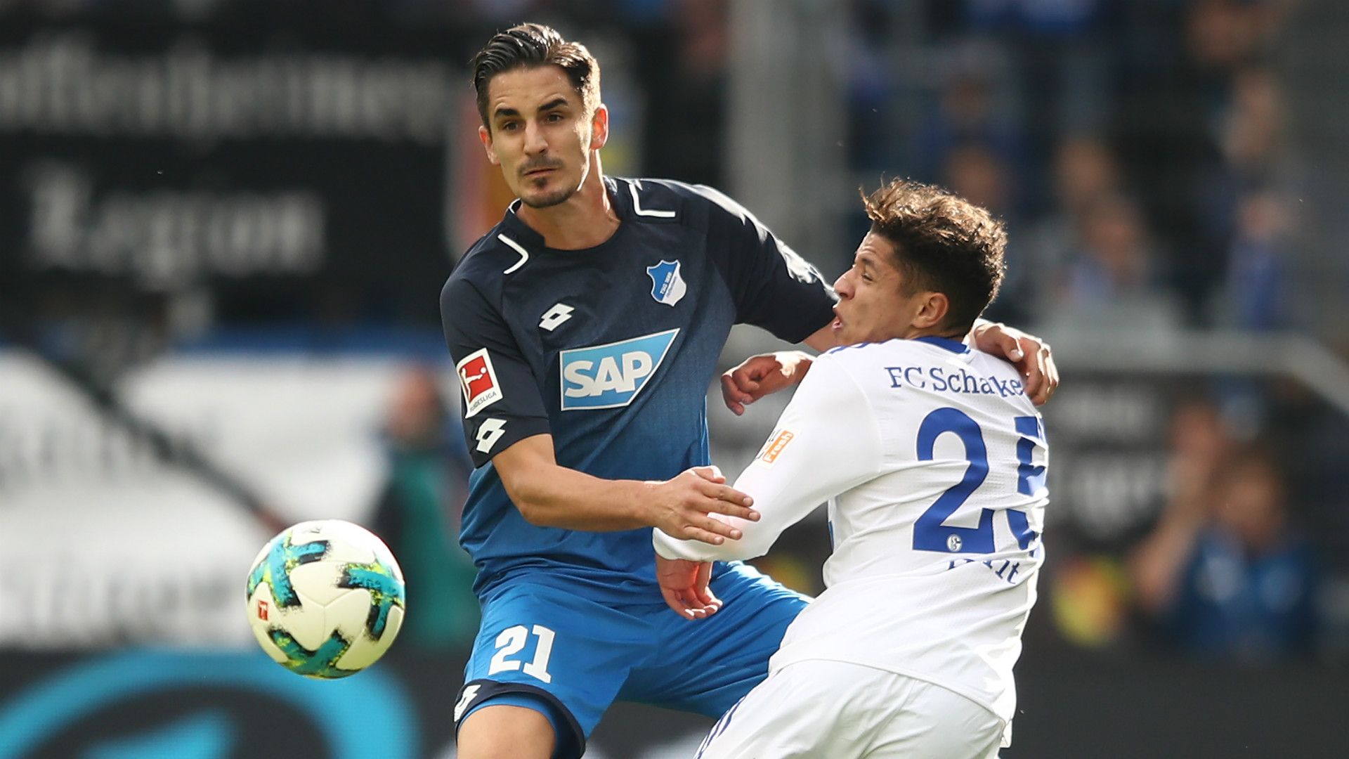 BENJAMIN HÜBNER TSG HOFFENHEIM AMINE HARIT SCHALKE GERMAN BUNDESLIGA 23092017