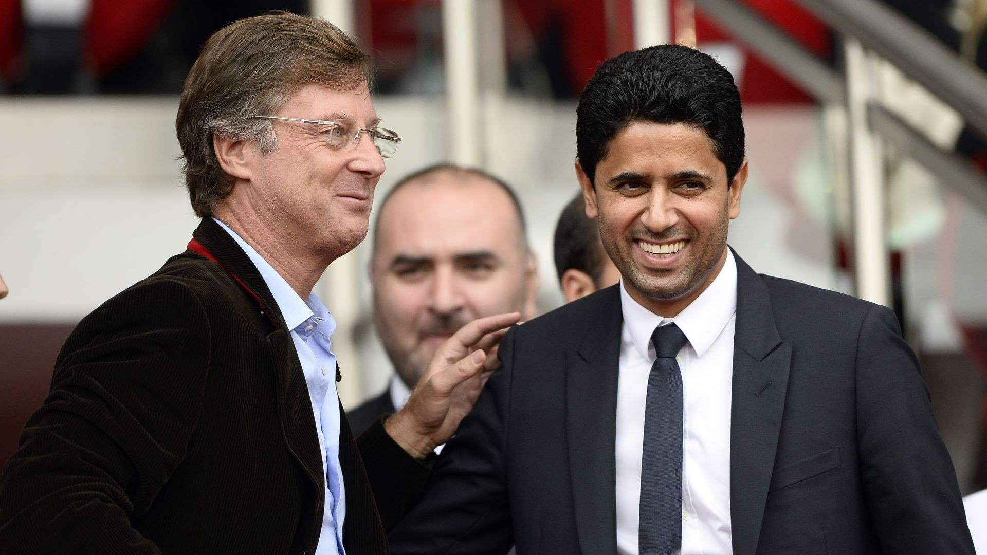 Sébastien Bazin (Colony Capital Europe), Nasser Al-Khelaïfi (Paris Saint-Germain), PSG-Bastia, 19 octobre 2013