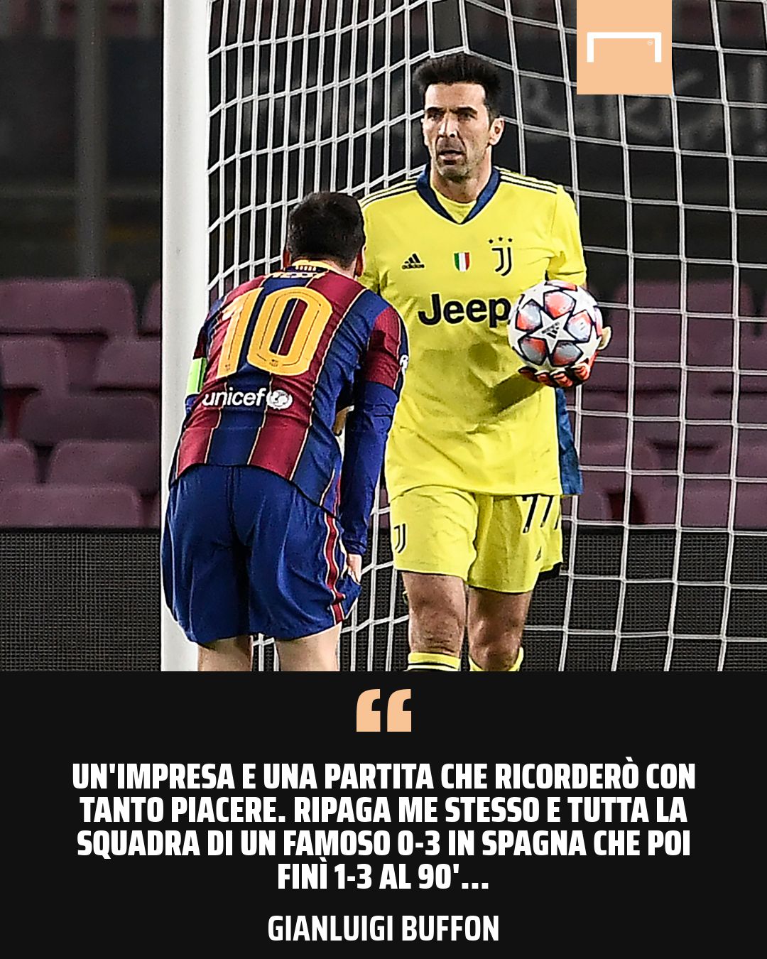 Buffon post Barcellona-Juventus