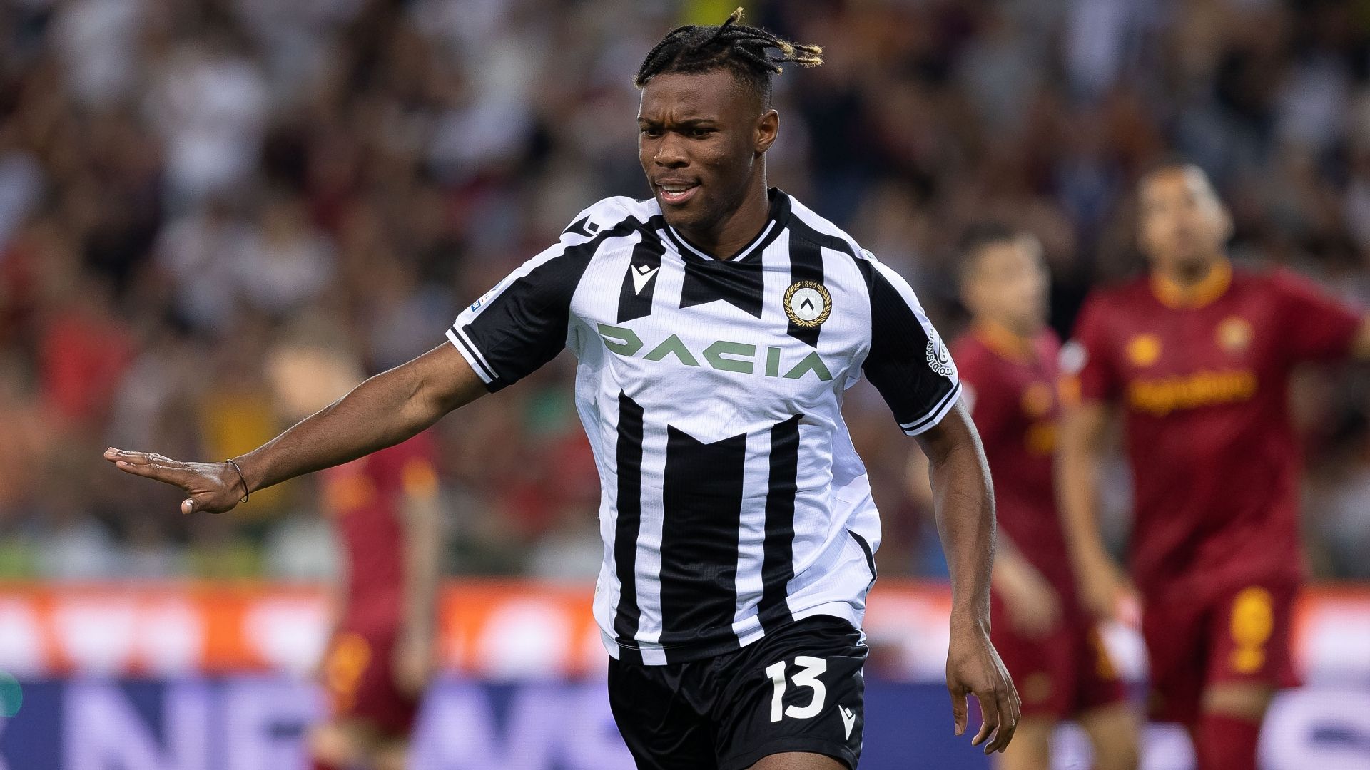 Udogie Udinese Roma celebrating Serie A