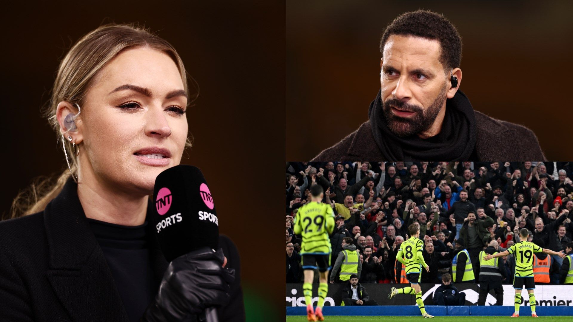 Laura Woods, Rio Ferdinand and Arsenal celebrations