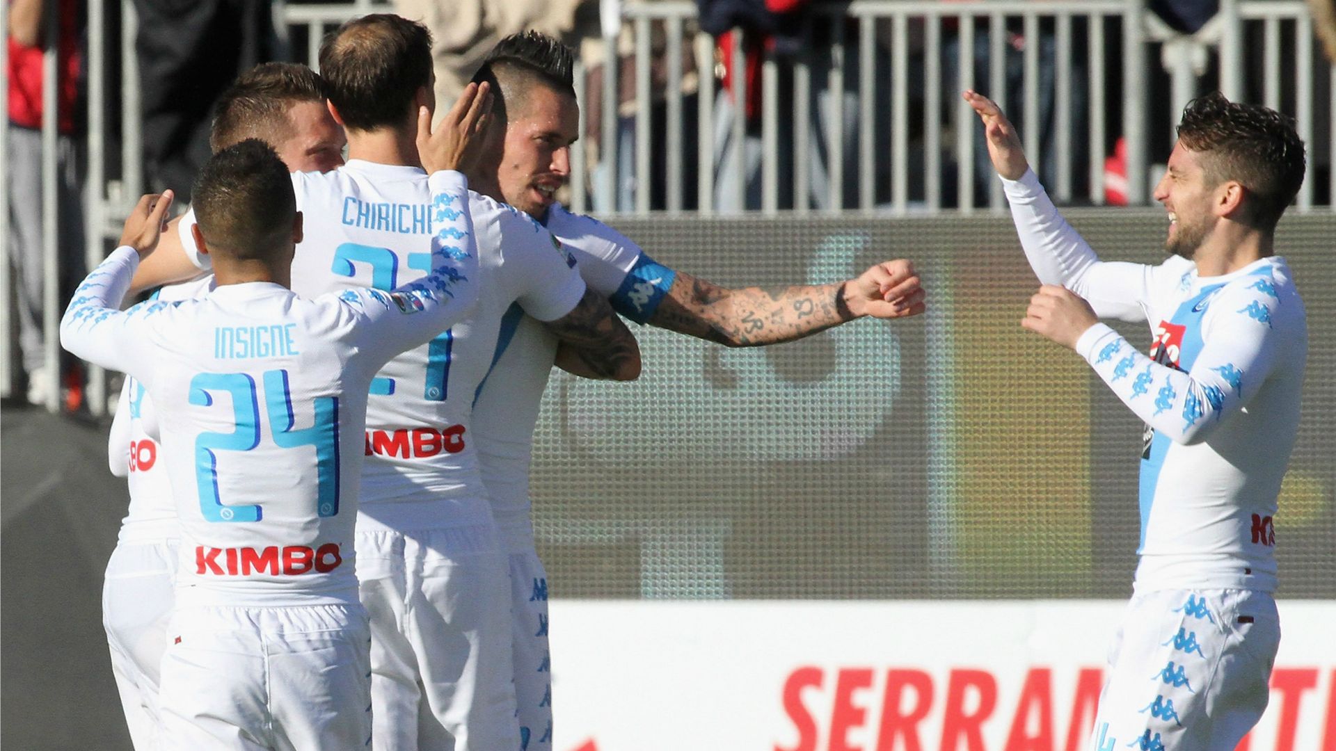 Napoli celebrating Cagliari Napoli Serie A