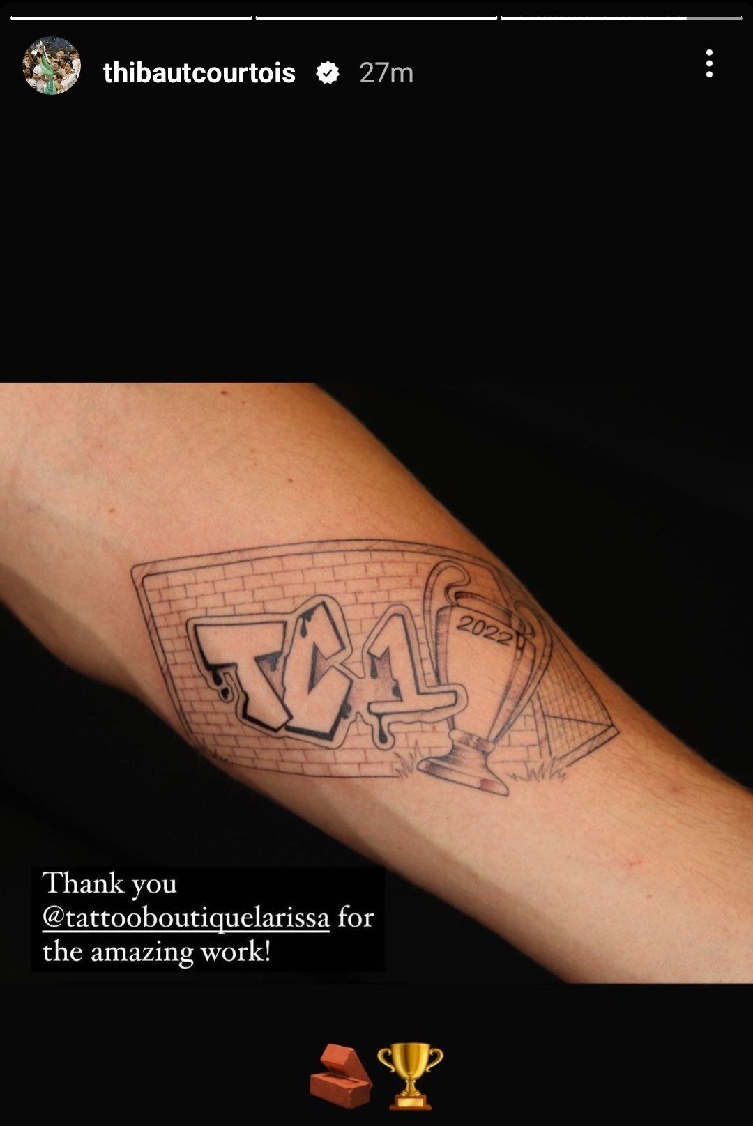 Thibaut Courtois Champions League tattoo